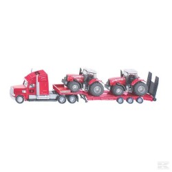 1:87 MASSEY FERGUSON camión plataforma con 2 tractores