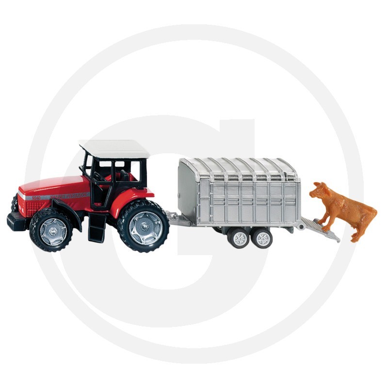 1:87 MASSEY FERGUSON 9240 con remolque ganadero