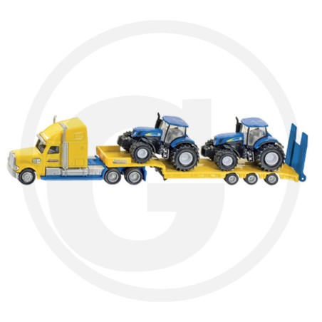 1:87 NEW HOLLAND camión plataforma con 2 tractores