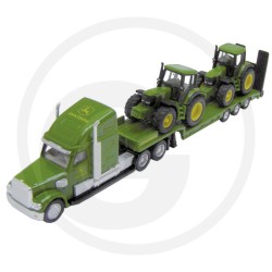 1:87 JOHN DEERE camión plataforma con 2 tractores