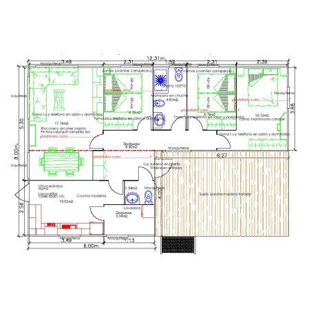 Casa prefabricada Sancedo (12,31 x 4,00)+(6,00 x 4,00)  73 m2