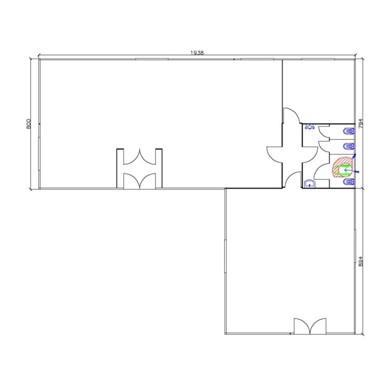 Casa prefabricada Cistierna (19,38 x 8,00) + (8,94 x 8)  226 m2