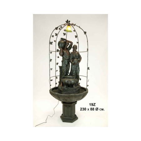 Fuente de resina Pedestal pareja con cátaro c/luz