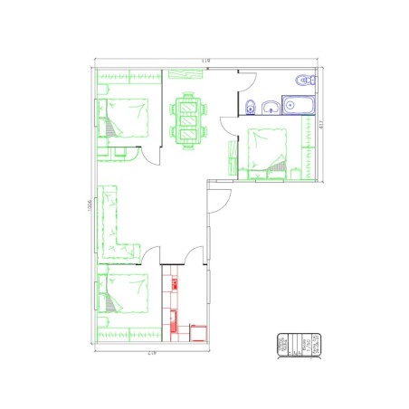 Casa prefabrica Palmeira (10,06 x 4,17)+(3,94 x 4,17)  58,38 m2