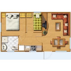 Mobil Home Toral con Porche 7,36 x 8,34  (61,20 m2)