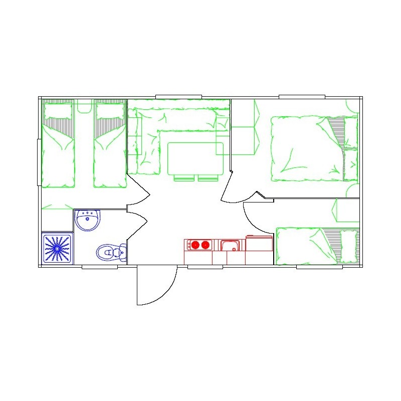 Mobil Home Villafranca con Porche 7x7,4  (51,80 m2)