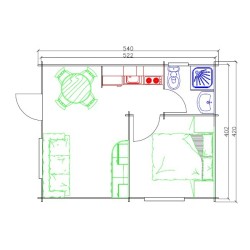 Casa de madera móvil Carcedo1h 5,40x4,20  (22 m2)