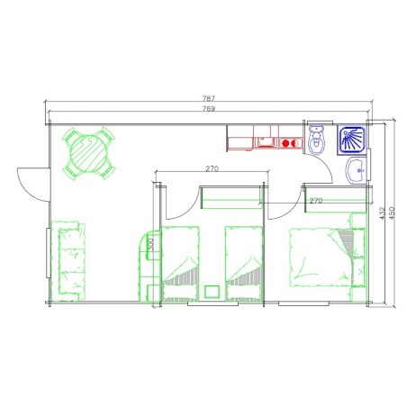 Casa de madera móvil Carcedo2h 7,87x4,50  (34 m2)