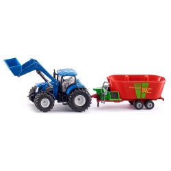 1:50 NEW HOLLAND 7070 con pala y carro mezclador Strautmann Verti-mix 1801 Double