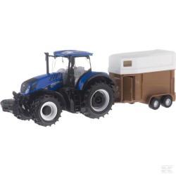 1:32 NEW HOLLAND T7.315 con remolque caballo