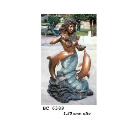 Fuente de bronce Sirena y delfines