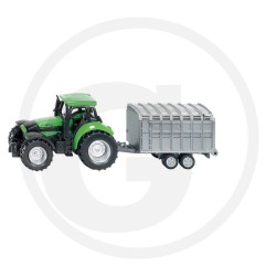 DEUTZ AGROTRON con remolque para ganado.