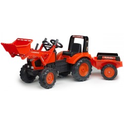 4:09 TRACTOR KUBOTA M135GX + REMOLQUE, 195 CMS DE LARGO, FUNCIONA CON PEDALES INCLUYE PALA DELANTERA MOBIL, EDAD + 3 AÑOS.