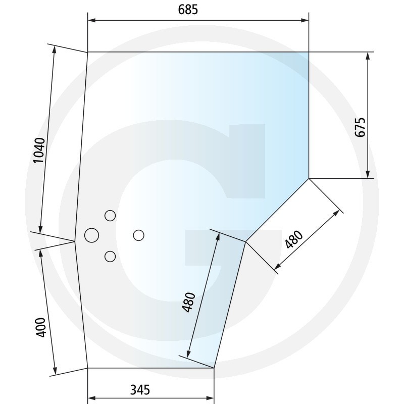 VALTRA C90 - Luna puerta izquierda