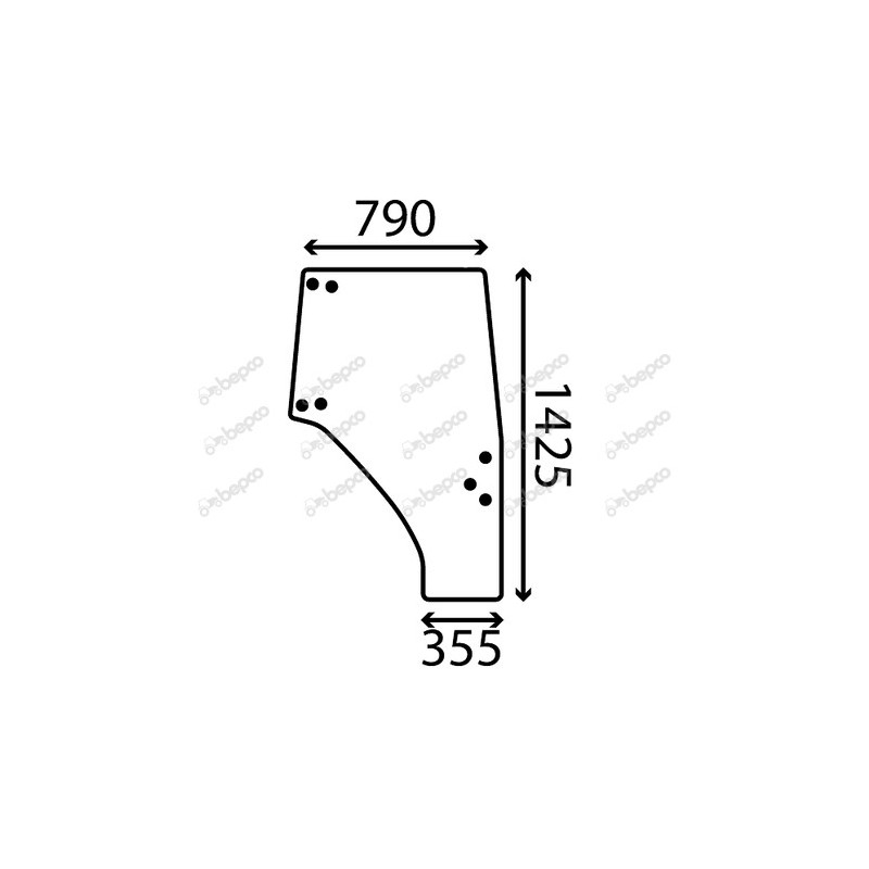 KUBOTA L3300 - Luna puerta derecha 