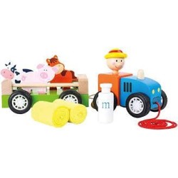 LEGLER: Tractor de madera Granjero con animales (12242)