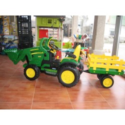 6:09 JOHN DEERE con pala y remolque 12V Motor eléctrico