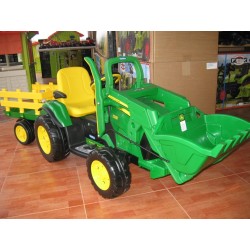 6:09 JOHN DEERE con pala y remolque 12V Motor eléctrico