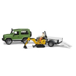 1:16 LAND ROVER con mini-retro JCB y muñeco