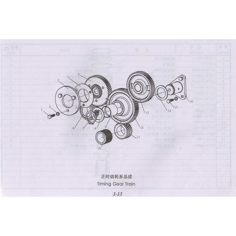 1000 1-13 Timing Gear Train