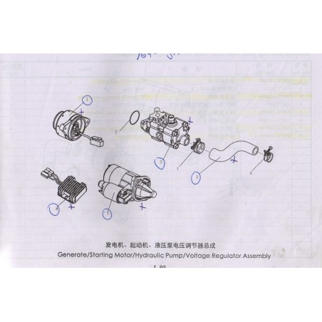 1000 1-39 Generate / Starting Motor / Hydraulic Pump / Voltage Regulator Assembly