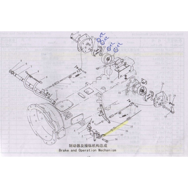 1000 P47 Brake and Operation Mechanism